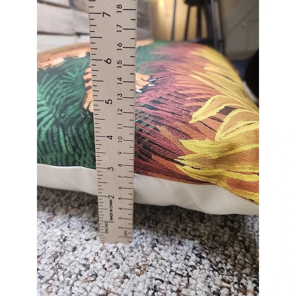 Vintage Hand Painted Tiger Pillow 19x16x4